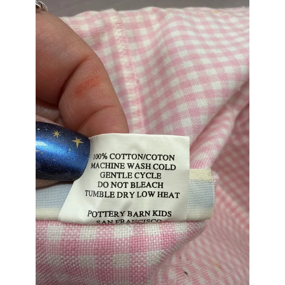 Pottery Barn Kids Wicker Storage Basket Pink Gingham Liner Nursery 11
